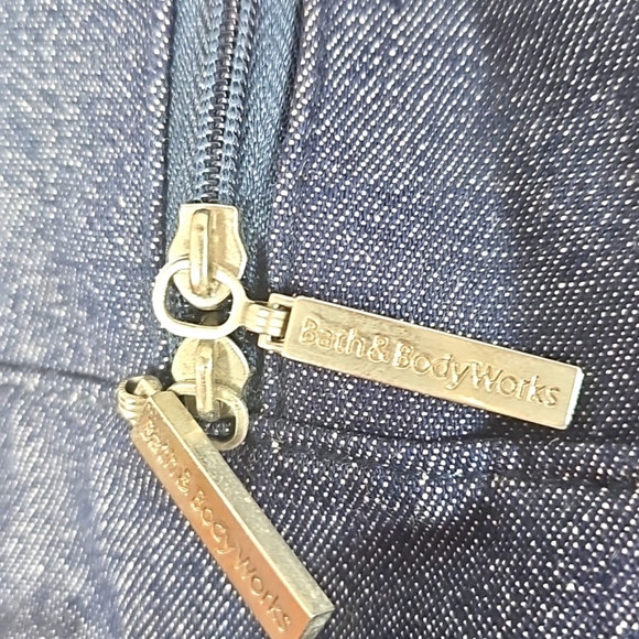 Bath&Body Works Tote Set Denim Tan Blue Organize Zippered Compartment Lined - Picture 13 of 14